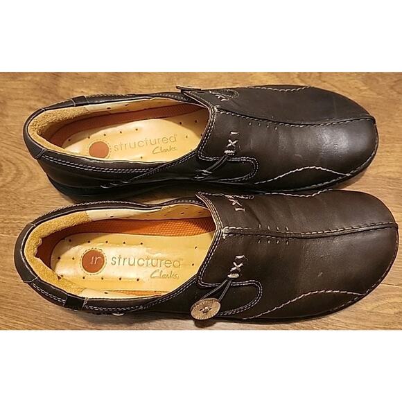 Clarks Womens Shoes Brown Leather Size 8.5 M Slip On Comfort Unstructured Loop - Picture 8 of 11